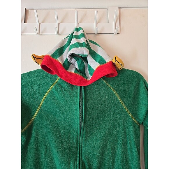 Cat & Jack Christmas Elf PJs Costume, Hood Elf Ears Children Size 8 Zip Holiday - Picture 5 of 6